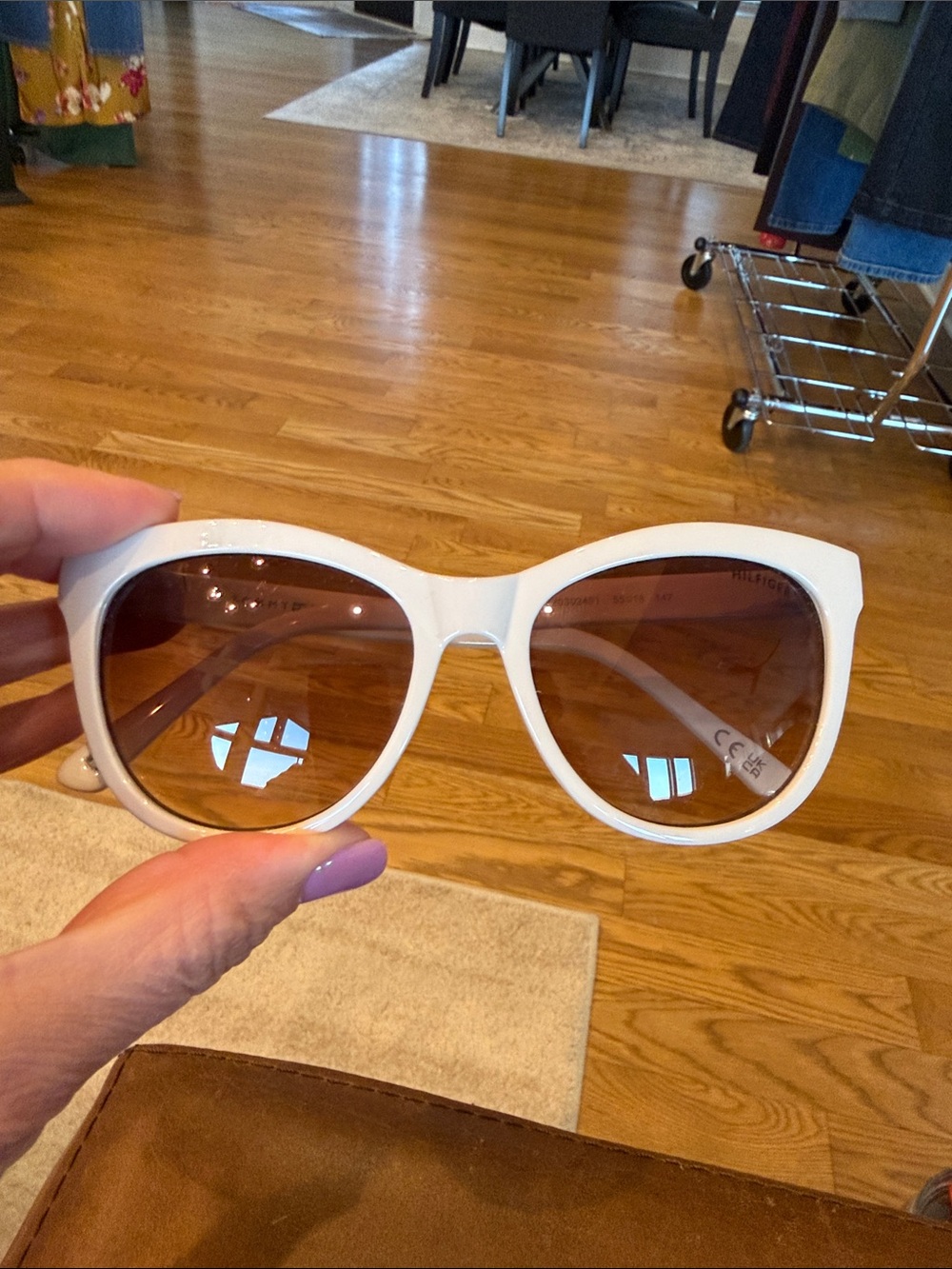 Tommy Hilfiger Cream Frame Sunglasses with Brown Gradient Lenses